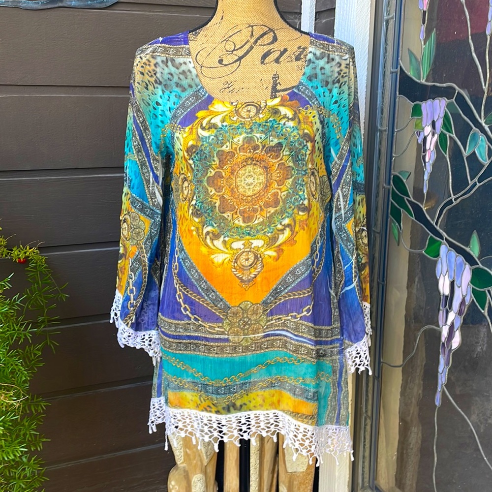 Chiffon & Macramé Sienna Rose Top